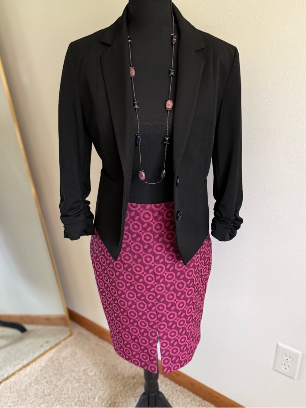 Boden Petite Pencil Skirt Pink Geometric Print Career Midi 6P